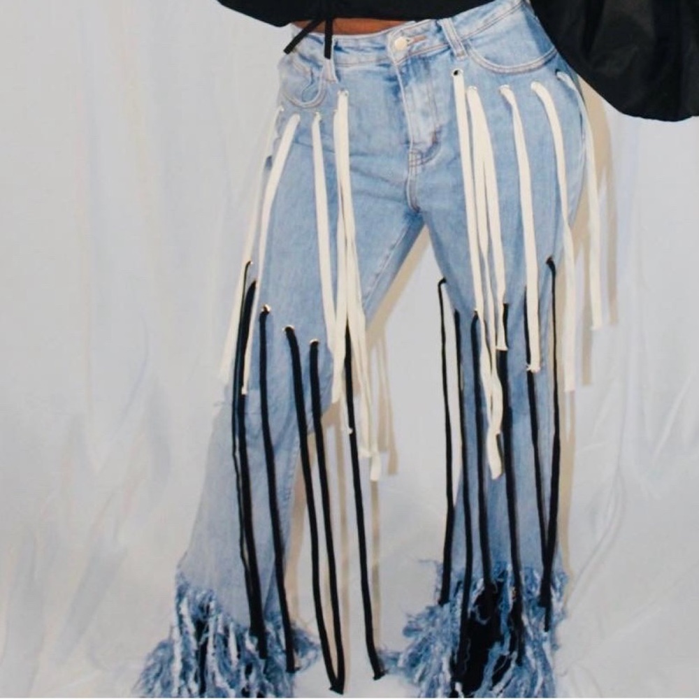 Denim string jeans